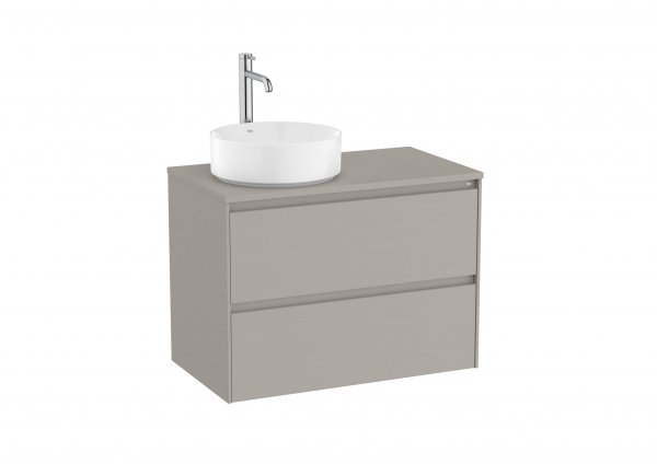 Roca Ona Unik 800mm Matt Sand Grey Left Hand Unit & Countertop (2 Drawers)