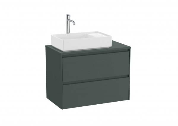 Roca Ona Unik 800mm Matt Green Left Hand Unit & Countertop (2 Drawers)