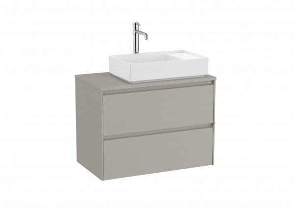 Roca Ona Unik 800mm Matt Sand Grey Right Hand Unit & Countertop (2 Drawers)
