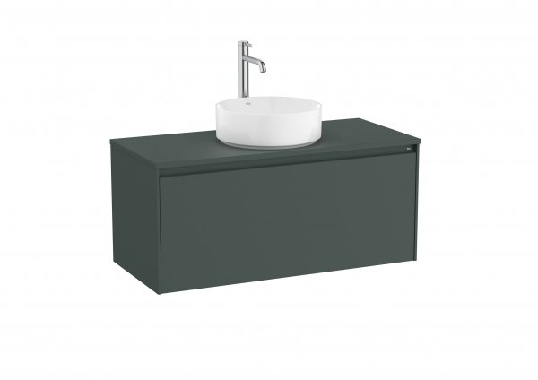 Roca Ona Unik 1000mm Matt Green Unit & Countertop (1 Drawer)