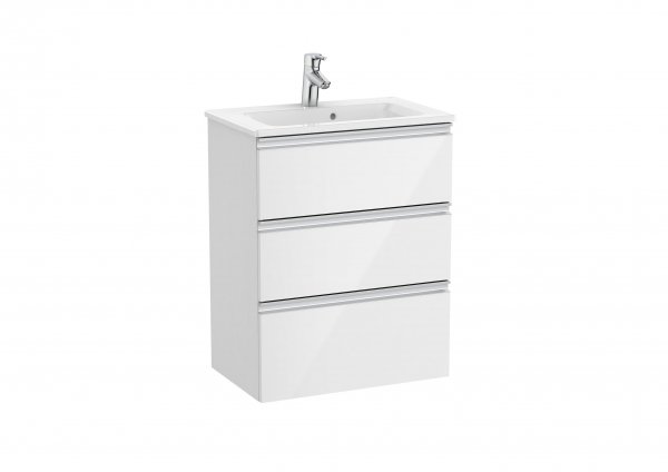Roca The Gap Compact Gloss White 600mm 3 Drawer Vanity Unit with Basin