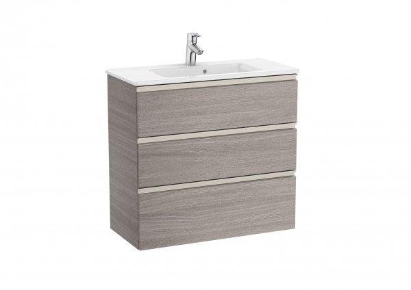 Roca The Gap Compact City Oak 800mm 3 Drawer Vanity Unit with Basin