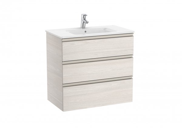 Roca The Gap Nordic Ash 800mm 3 Drawer Vanity Unit with Basin