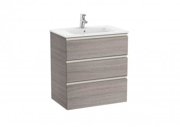 Roca The Gap City Oak 700mm 3 Drawer Vanity Unit with Basin