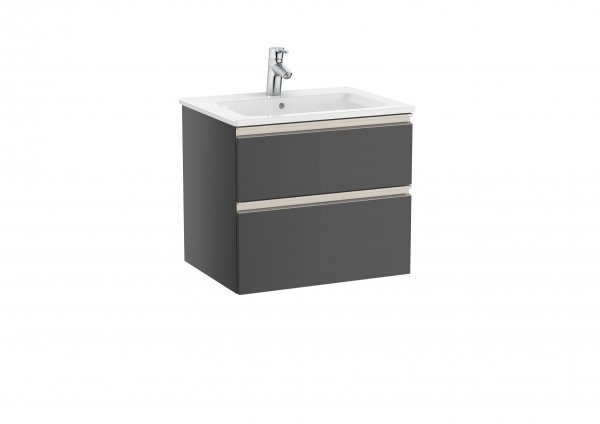 Roca The Gap Anthracite Grey 600mm 2 Drawer Vanity Unit with Basin