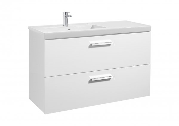 Roca Prisma Gloss White 1100mm Basin & Unit with 2 Drawers - Left Hand