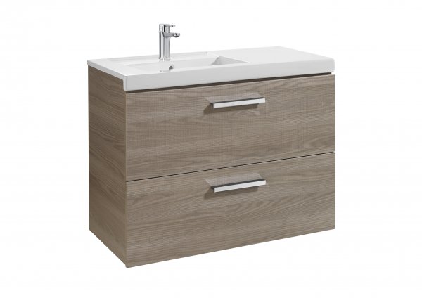 Roca Prisma Textured Ash 900mm Basin & Unit with 2 Drawers - Left Hand