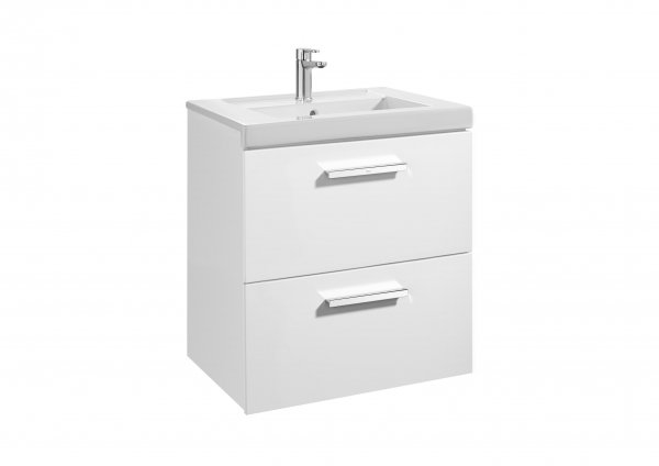 Roca Prisma Gloss White 600mm Basin & Unit with 2 Drawers