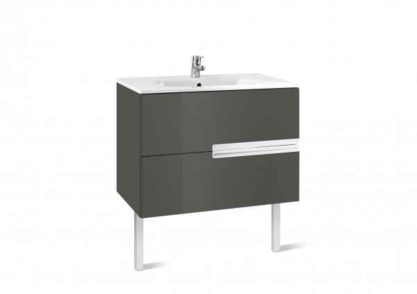 Roca Victoria-N Anthracite Grey 1000mm Square Basin & Unit with 2 Drawers