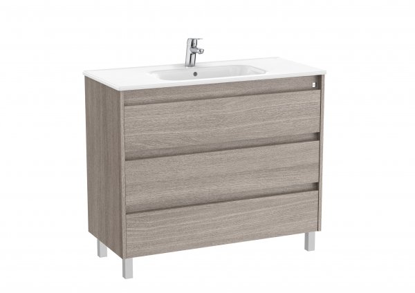 Roca Tenet City Oak 1000 x 460mm 3 Drawer Vanity Unit and Basin with Legs