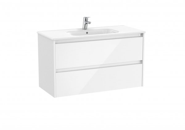 Roca Tenet Glossy White 1000 x 460mm 2 Drawer Vanity Unit and Basin