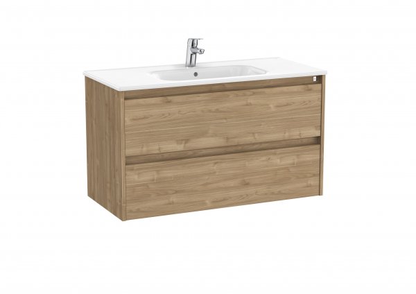 Roca Tenet Walnut 1000 x 460mm 2 Drawer Vanity Unit and Basin