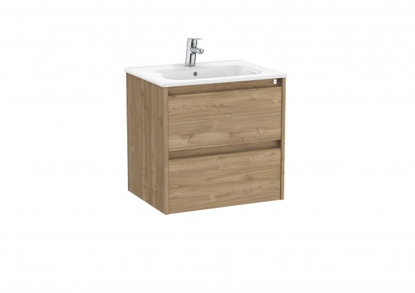 Roca Tenet Walnut 600 x 460mm 2 Drawer Vanity Unit and Basin