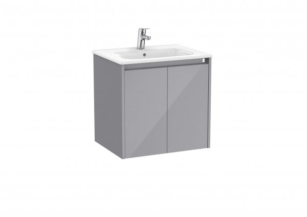 Roca Tenet Glossy Grey 600 x 460mm 2 Door Vanity Unit and Basin