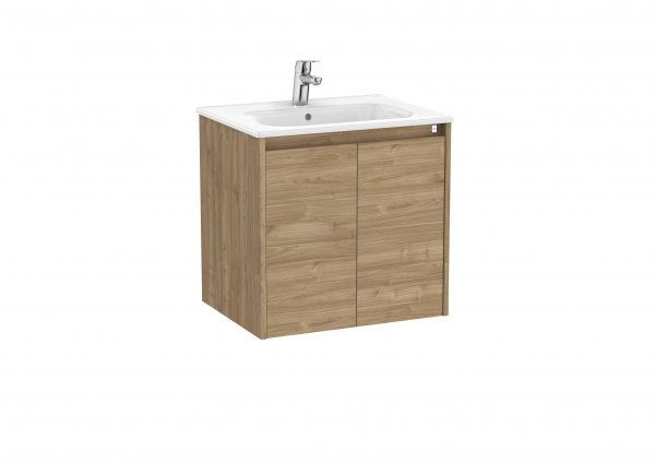 Roca Tenet Walnut 600 x 460mm 2 Door Vanity Unit and Basin