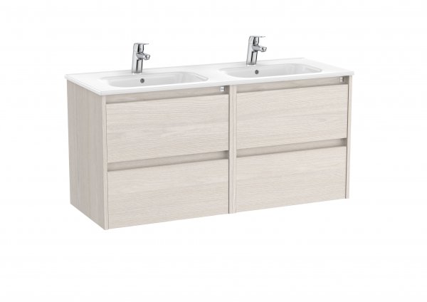 Roca Tenet Nordic Ash 1200 x 460mm Double Basin 4 Drawer Vanity Unit