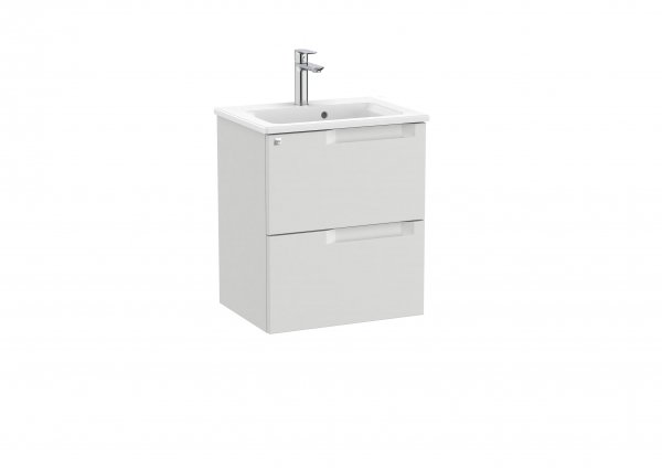 Roca Aleyda Compact Pebble Grey 500mm 2 Drawer Vanity Unit & Basin