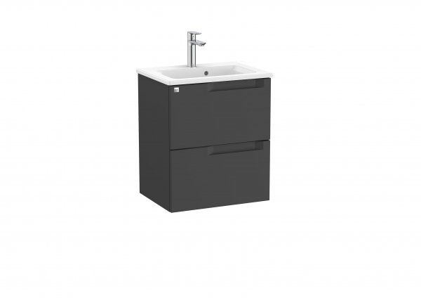 Roca Aleyda Compact Matt Black 500mm 2 Drawer Vanity Unit & Basin