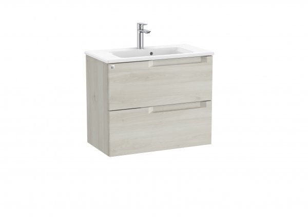 Roca Aleyda Compact White Wood 700mm 2 Drawer Vanity Unit & Basin