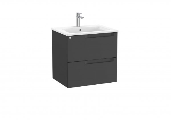 Roca Aleyda Matt Black 600mm 2 Drawer Vanity Unit & Basin