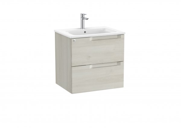 Roca Aleyda White Wood 600mm 2 Drawer Vanity Unit & Basin