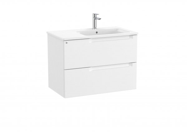 Roca Aleyda Matt White 800mm 2 Drawer Vanity Unit & Right Hand Basin