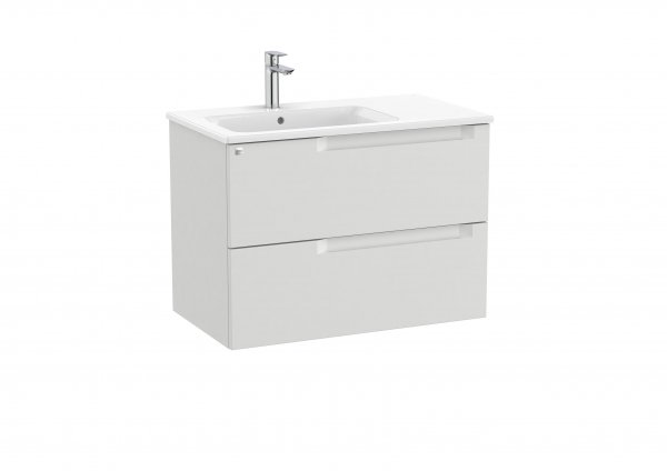 Roca Aleyda Pebble Grey 800mm 2 Drawer Vanity Unit & Left Hand Basin