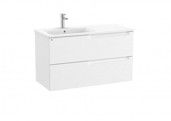 Roca Aleyda Matt White 1000mm 2 Drawer Vanity Unit & Left Hand Basin