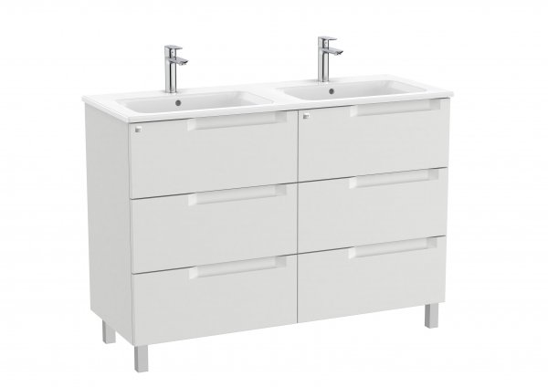 Roca Aleyda Pebble Grey 1200mm 3 Drawer Vanity Unit & Basin with Legs