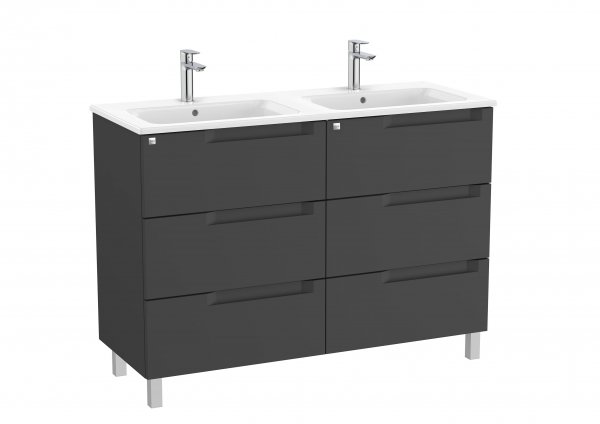 Roca Aleyda Matt Black 1200mm 3 Drawer Vanity Unit & Basin with Legs