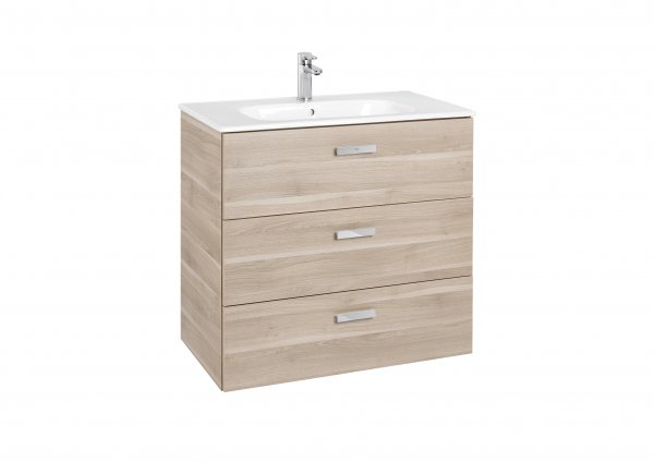 Roca Victoria Basic Unik Birch 800mm Basin Unit with 3 Drawers