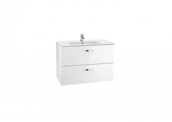 Roca Victoria Basic Unik Gloss White 800mm Basin Unit with 2 Drawers