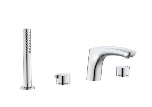 Roca Insignia Deck-Mounted Bath-Shower Mixer with Hand Shower & 1.5m Flexible Hose - Chrome