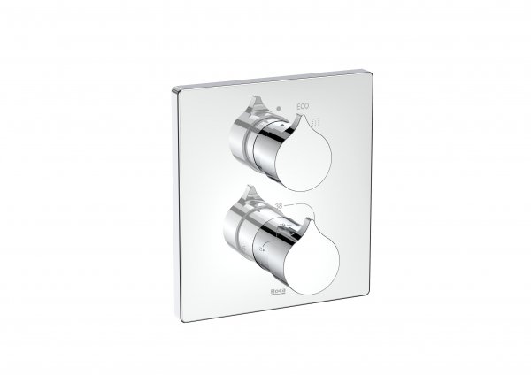 Roca Insignia Built-In Thermostatic Bath Or Shower Mixer with Automatic Diverter & 1 Outlet - Chrome