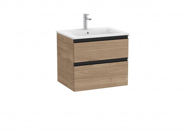 Roca The Gap Walnut 600mm 2 Drawer Vanity Unit with Basin