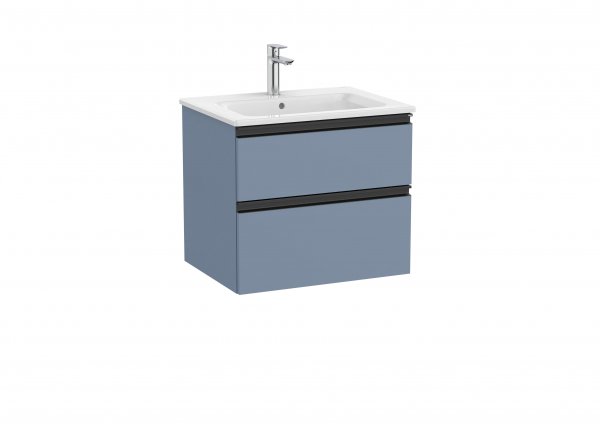 Roca The Gap Matt Blue 600mm 2 Drawer Vanity Unit with Basin