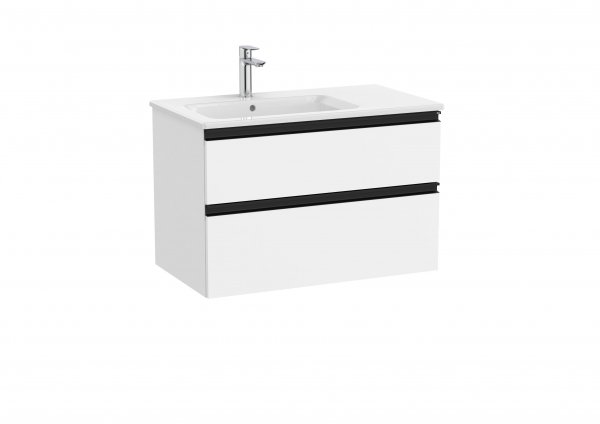 Roca The Gap Matt White 800mm 2 Drawer Vanity Unit with Left Hand Basin