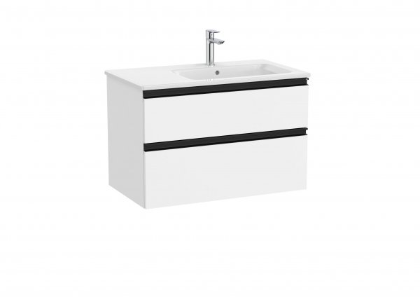 Roca The Gap Matt White 800mm 2 Drawer Vanity Unit with Right Hand Basin