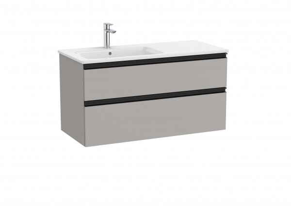 Roca The Gap Matt Grey 1000mm 2 Drawer Vanity Unit with Left Hand Basin