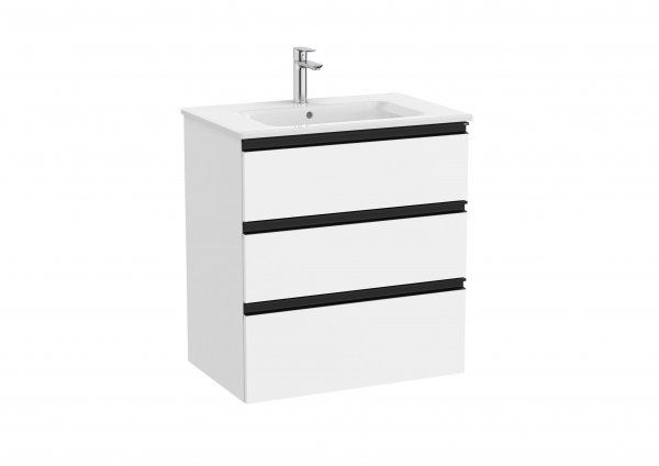 Roca The Gap Matt White 700mm 3 Drawer Vanity Unit with Basin