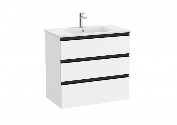 Roca The Gap Matt White 800mm 3 Drawer Vanity Unit with Basin