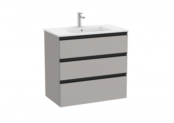 Roca The Gap Matt Grey 800mm 3 Drawer Vanity Unit with Basin