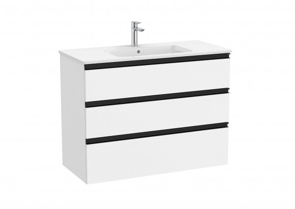 Roca The Gap Matt White 1000mm 3 Drawer Vanity Unit with Basin