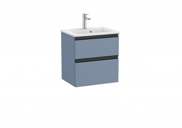 Roca The Gap Compact Matt Blue 500mm 2 Drawer Vanity Unit with Basin