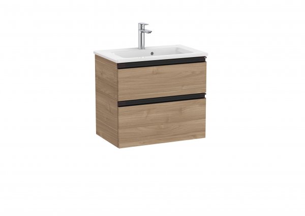 Roca The Gap Compact Walnut 600mm 2 Drawer Vanity Unit with Basin