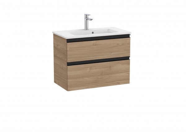 Roca The Gap Compact Walnut 700mm 2 Drawer Vanity Unit with Basin