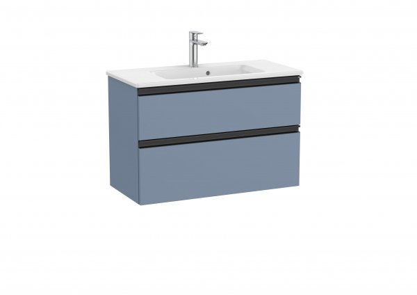 Roca The Gap Compact Matt Blue 800mm 2 Drawer Vanity Unit with Basin