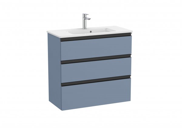 Roca The Gap Compact Matt Blue 800mm 3 Drawer Vanity Unit with Basin