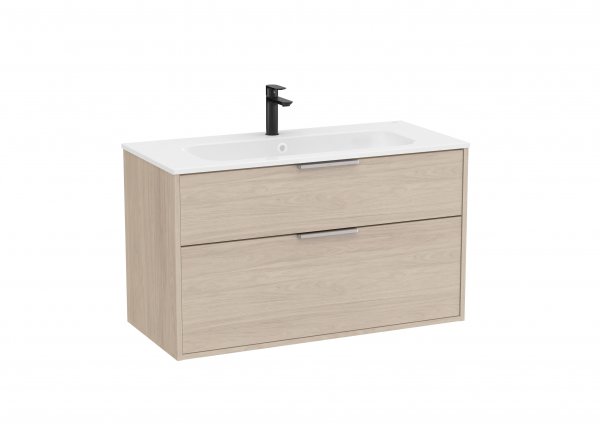 Roca Optica 1000mm Light Ash Vanity Unit with 2 Drawers & Stonex Basin