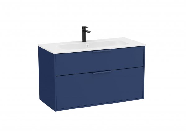 Roca Optica 1000mm Steel Blue Vanity Unit with 2 Drawers & Stonex Basin